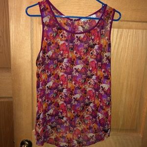 Chloe K Sleeveless Sheer Floral Blouse